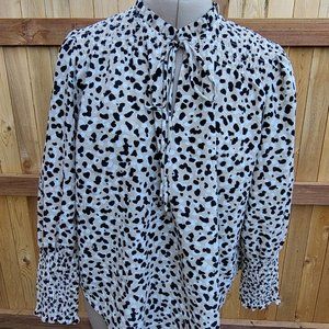 ANN TAYLOR women's animal print long sleeve blouse SMALL